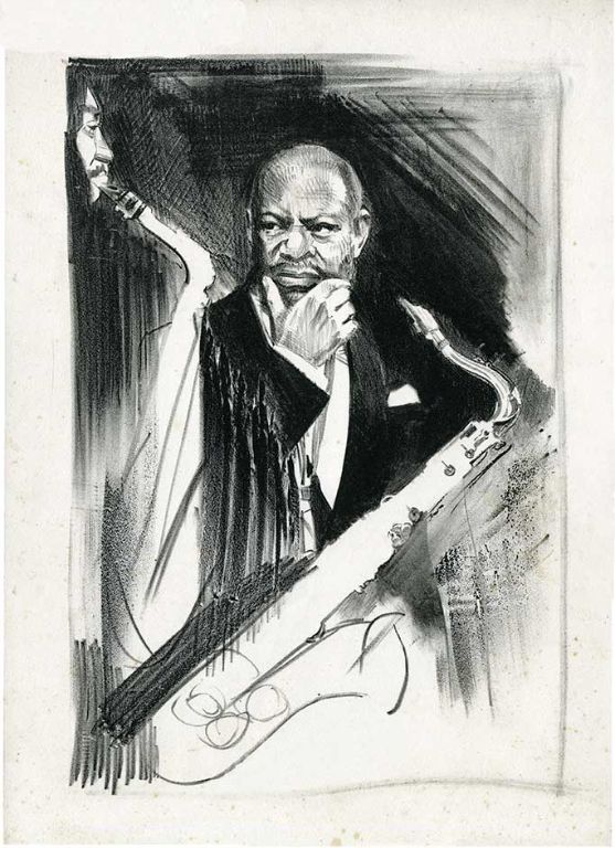 Lithographie d'Alain Ménégon Coleman Hawkins