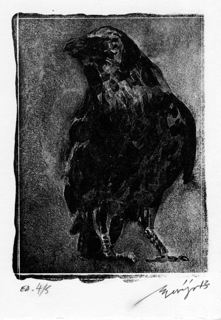 Lithographie Alain Ménégon Corbeau