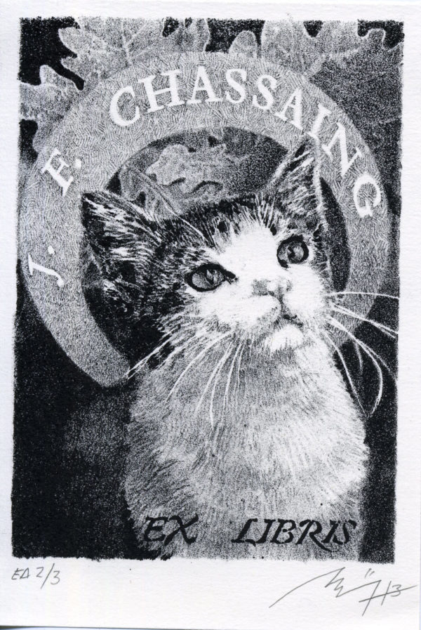 Lithographie Alain Ménégon Ex libris Chassaing