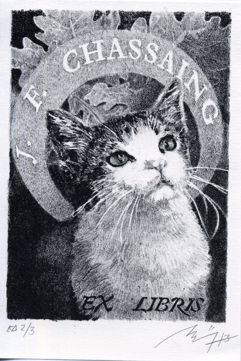 Lithographie Alain Ménégon Ex libris Chassaing
