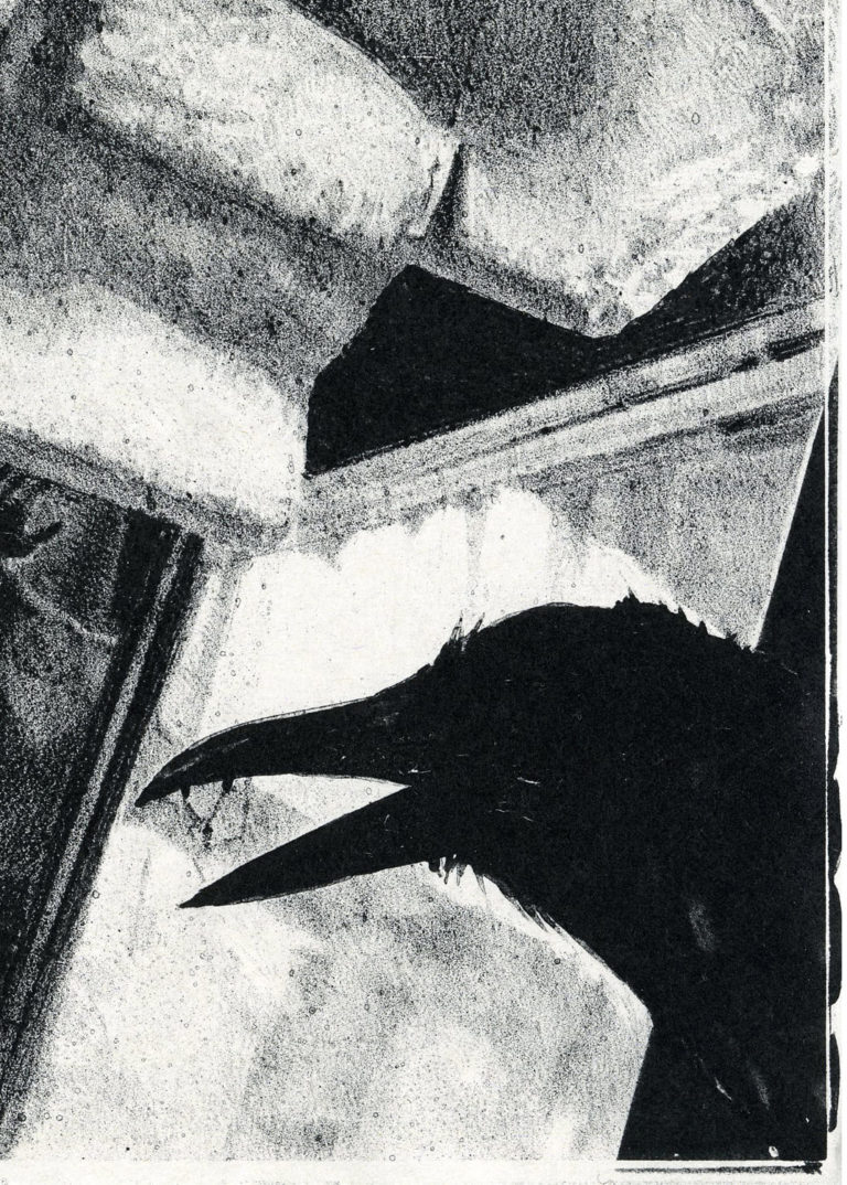 Lithographie Alain Ménégon Corbeau