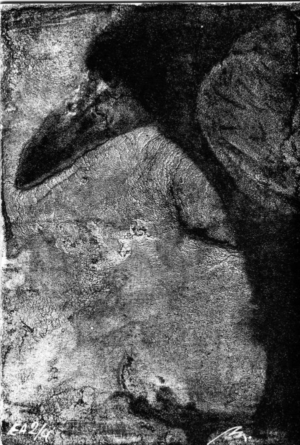 Lithographie Alain Ménégon Corbeau