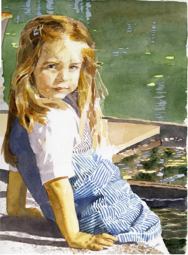 Aquarelle Alain Ménégon Deux soeurs petites