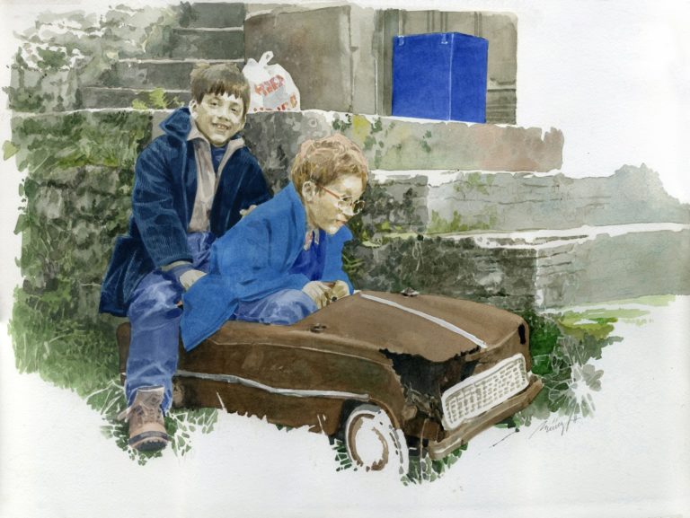 Aquarelle Alain Ménégon Enfants vic leo