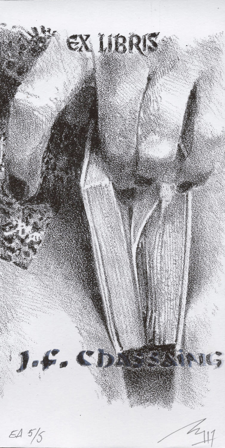 Lithographie Alain Ménégon Ex Libris Doigts