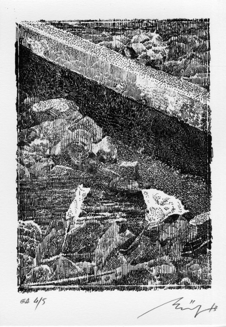 Lithographie Alain Ménégon Ferroviaire Rail