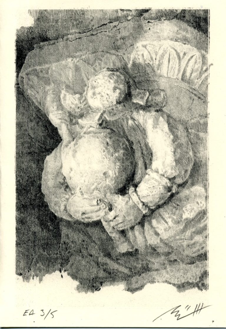 Lithographie Alain Ménégon Joueur cornemuse