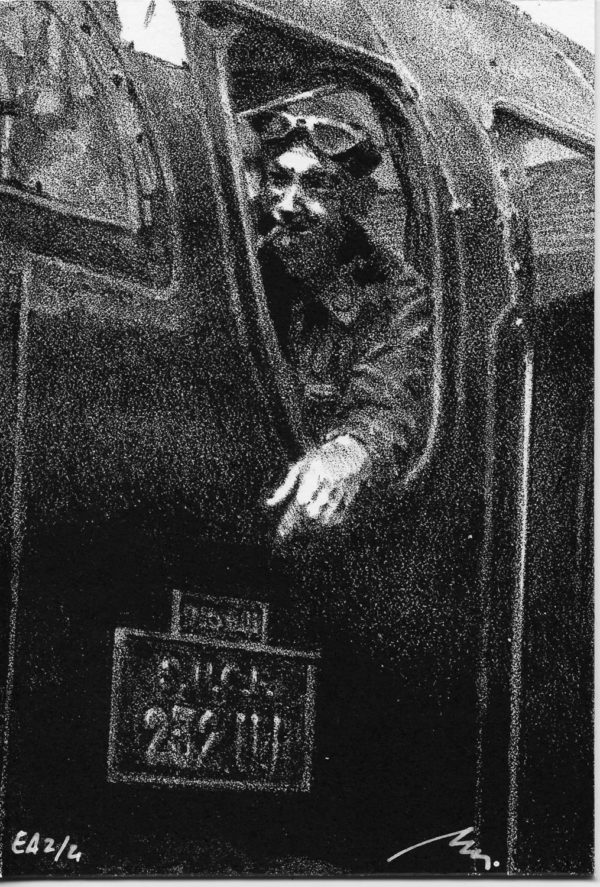Lithographie Alain Ménégon Locomotive