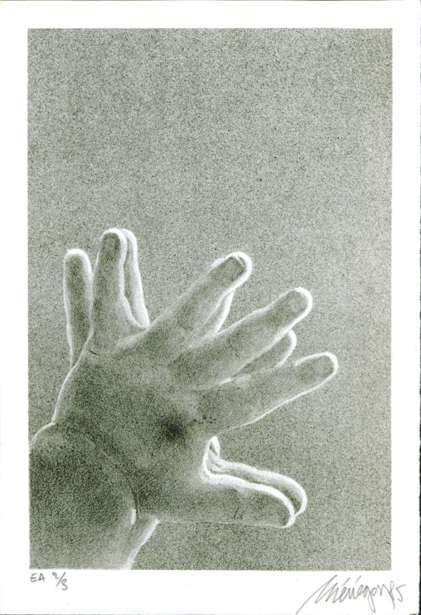 Lithographie Alain Ménégon Portrait mains