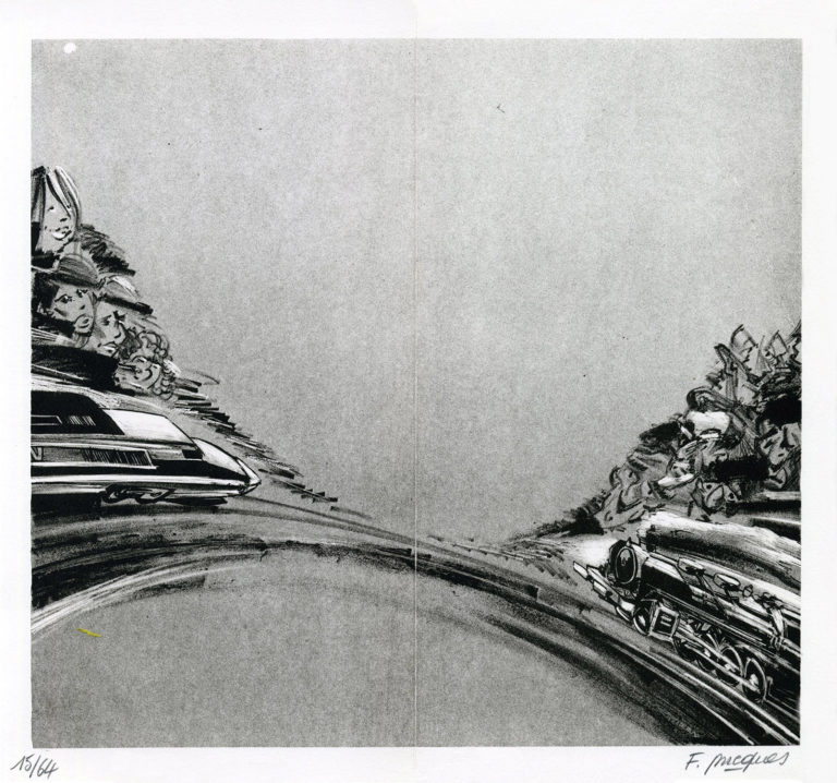 Lithographie Alain Ménégon Rencontre Pucques