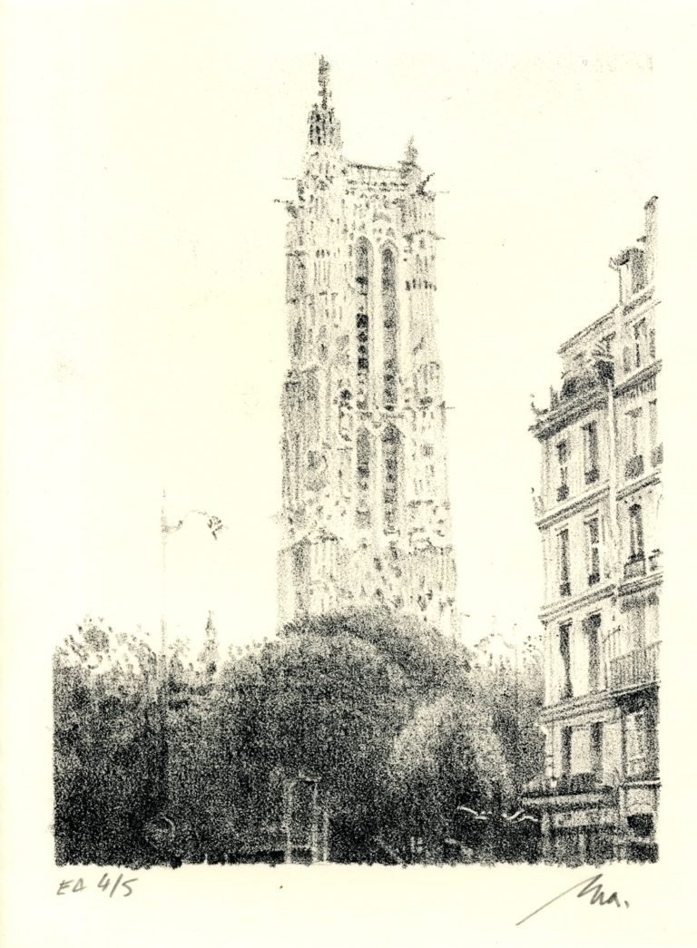 Lithographie Alain Ménégon Saint Jacques