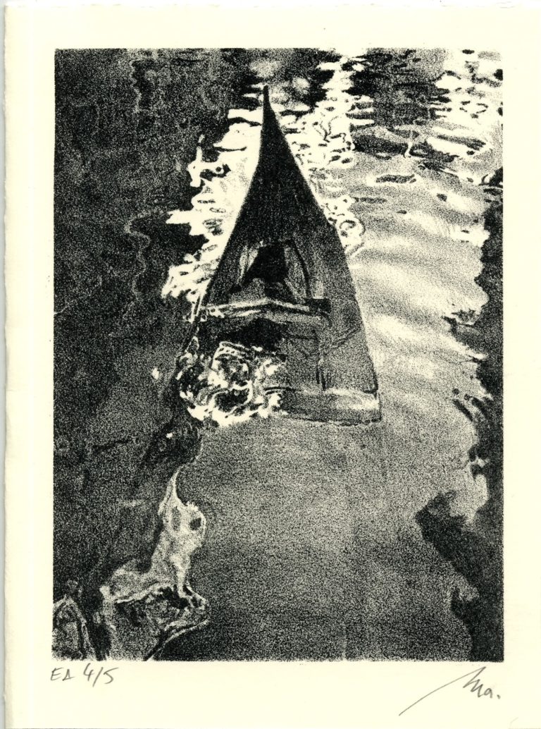 Lithographie Alain Ménégon Venise Gondole