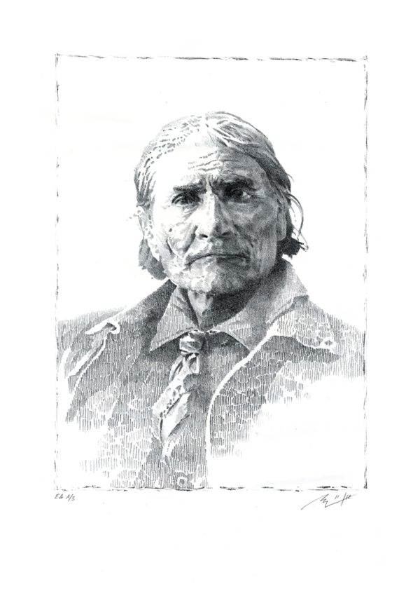 Lithographie Alain Ménégon Vieil homme