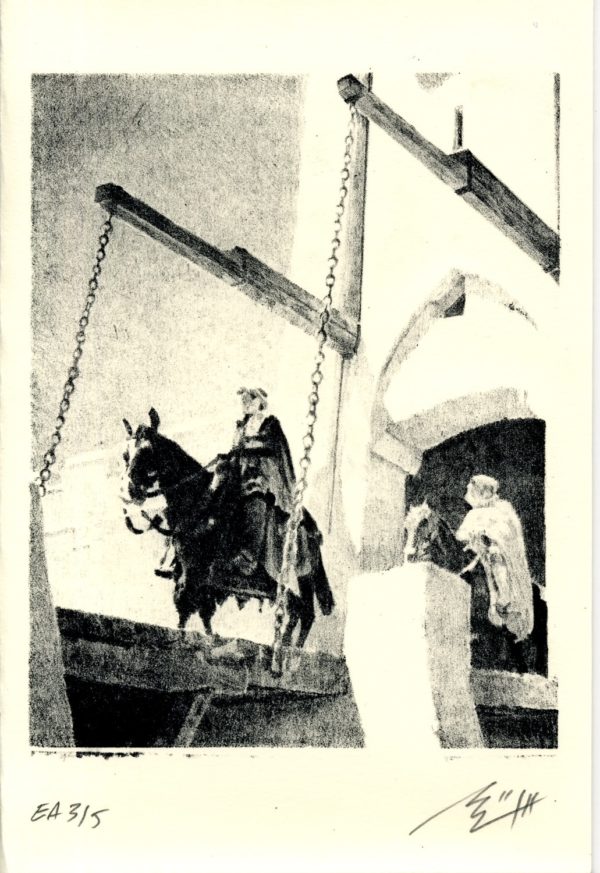 Lithographie Alain Ménégon Visiteurs soir