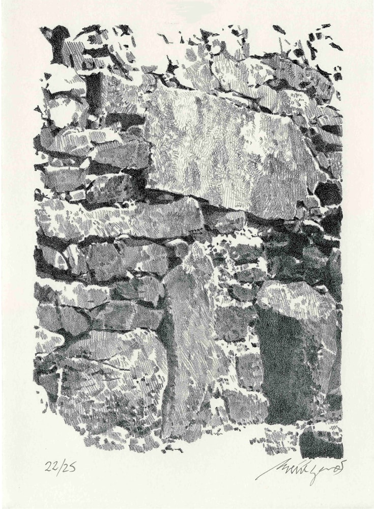 Lithographie Alain Ménégon Vue Bretagne mur Petit Kern
