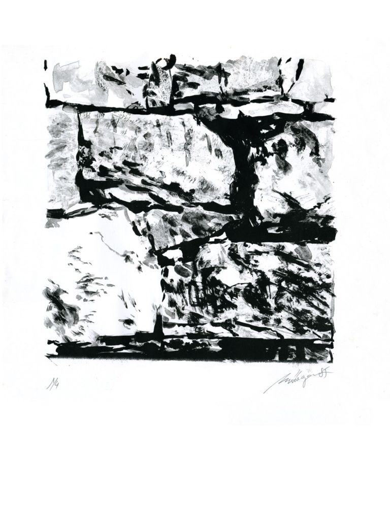 Lithographie Alain Ménégon Vue mur Italie Toscane