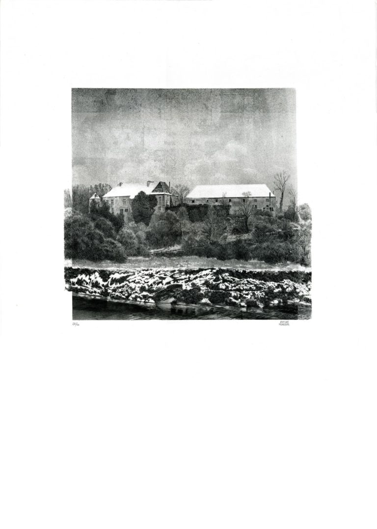 Lithographie Alain Ménégon Vue Otton de la roche