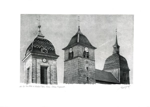 Lithographie Alain Ménégon Vue trois clochers